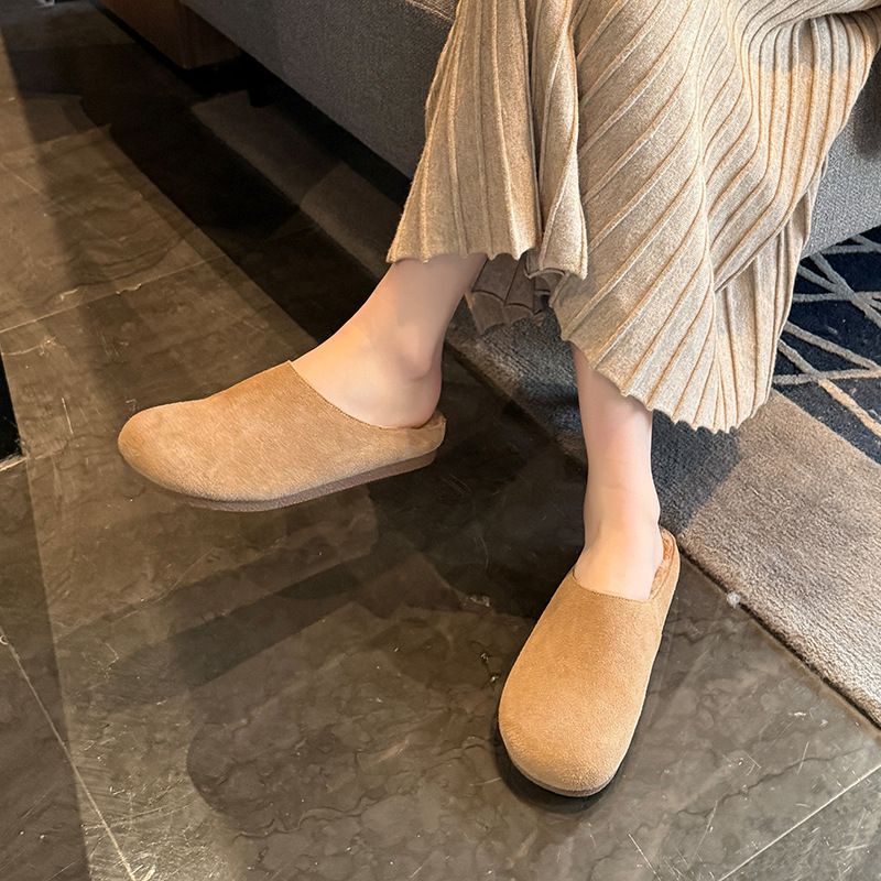 加毛勃肯鞋女复古懒人包头半拖鞋