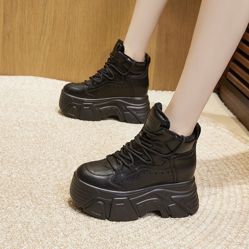 老爹鞋女2025冬季新款高帮鞋加绒