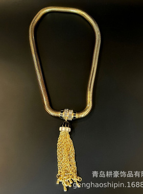 欧美西洋电镀蛇骨项链复古中古设