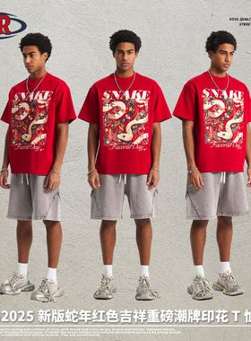ARTIE男装丨2025春夏蛇年吉祥生肖元素结合数码潮牌印花男短袖t恤