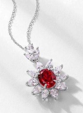 直播热采培育红宝吊坠锁骨链时尚