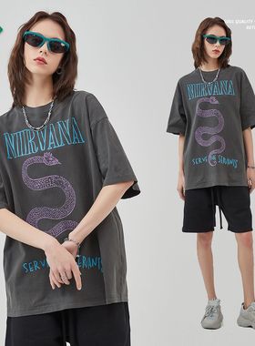 ARTIE男装丨2023春夏新款复古洗水做旧印花短袖男T恤欧美高街潮牌