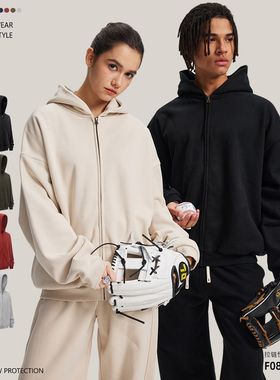 ARTIE|秋冬430G加绒加绒恒温暖皮侧开袋YKK拉链连帽开衫卫衣套装