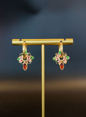 轻奢可拆卸绿叶粉色枫叶琉璃吊坠