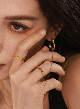 谜丽波浪线指环ins极简冷淡风素