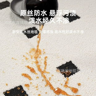 轻奢简约可擦洗 黑石公寓防水地毯客厅耐脏高级卧室沙发茶几毯法式