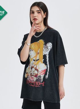 ARTIE男装|高街潮牌250g卡通印花复古男短袖t恤炒雪花做旧男半袖