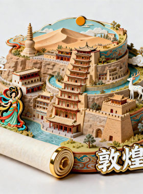 敦煌3D金属浮雕文创冰箱贴