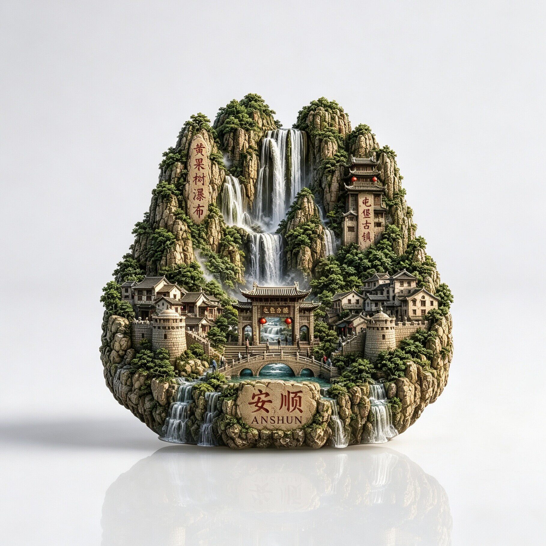 贵州黄果树瀑布3D浮雕金属冰箱贴