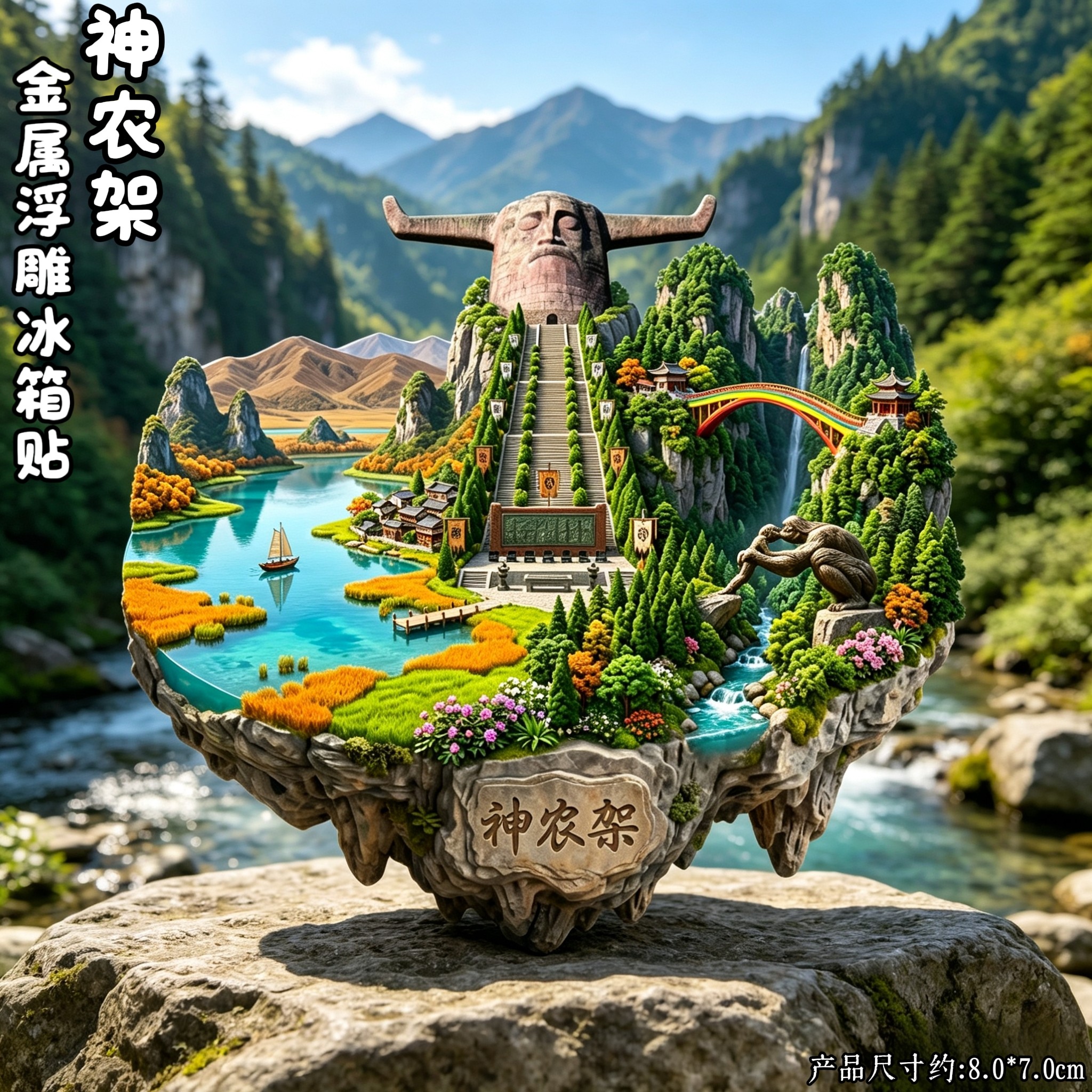 神农架湖北文创立体微缩冰箱贴