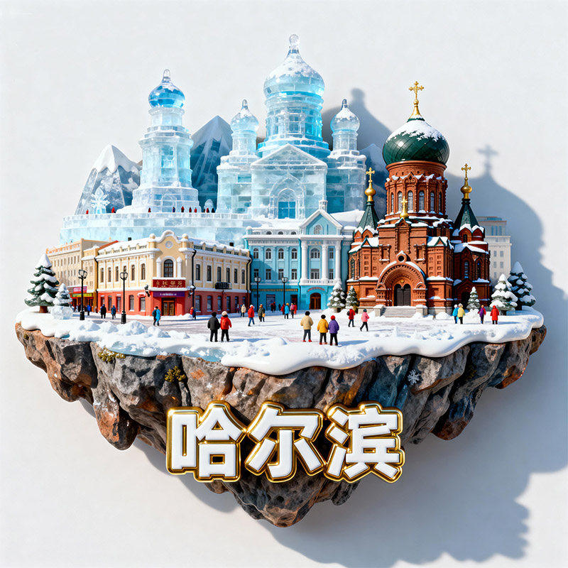 哈尔滨3D金属浮雕文创冰箱贴
