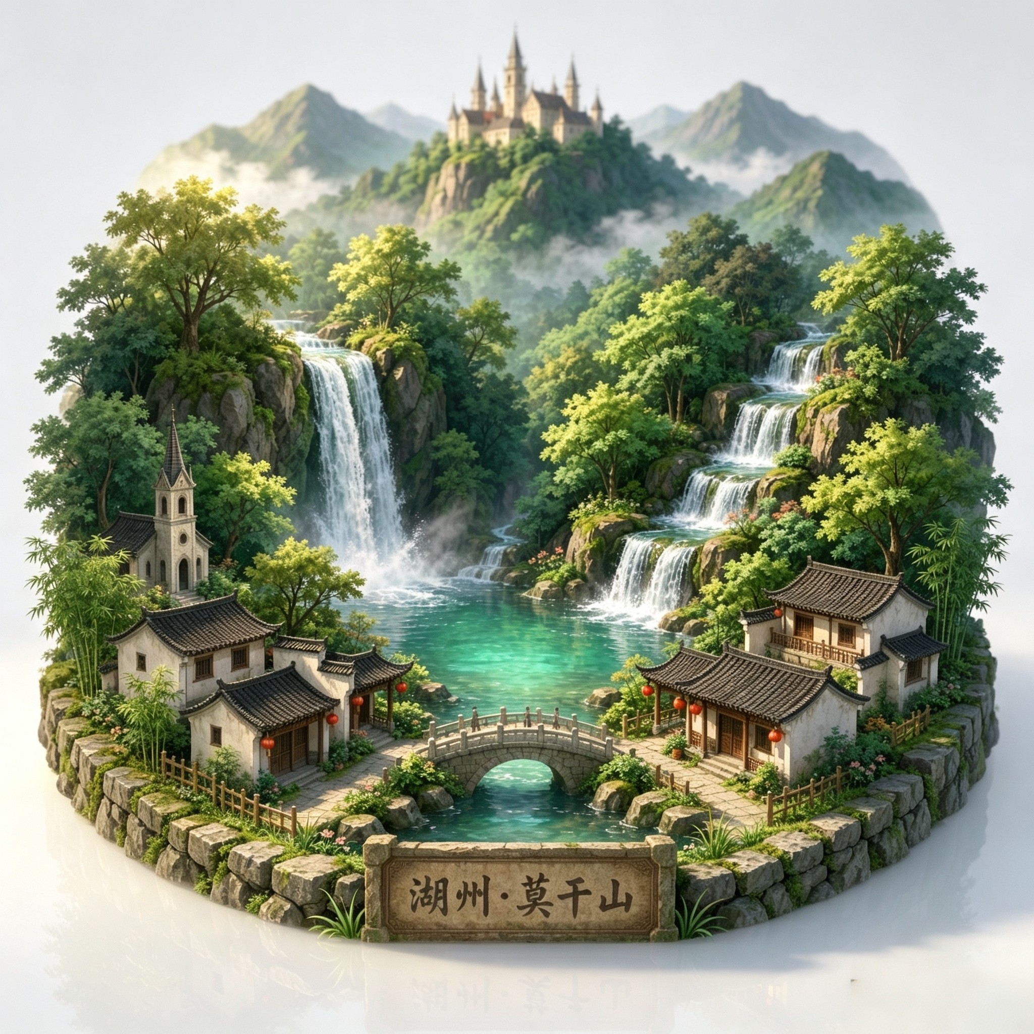 浙江湖州莫干山避暑瀑布冰箱贴