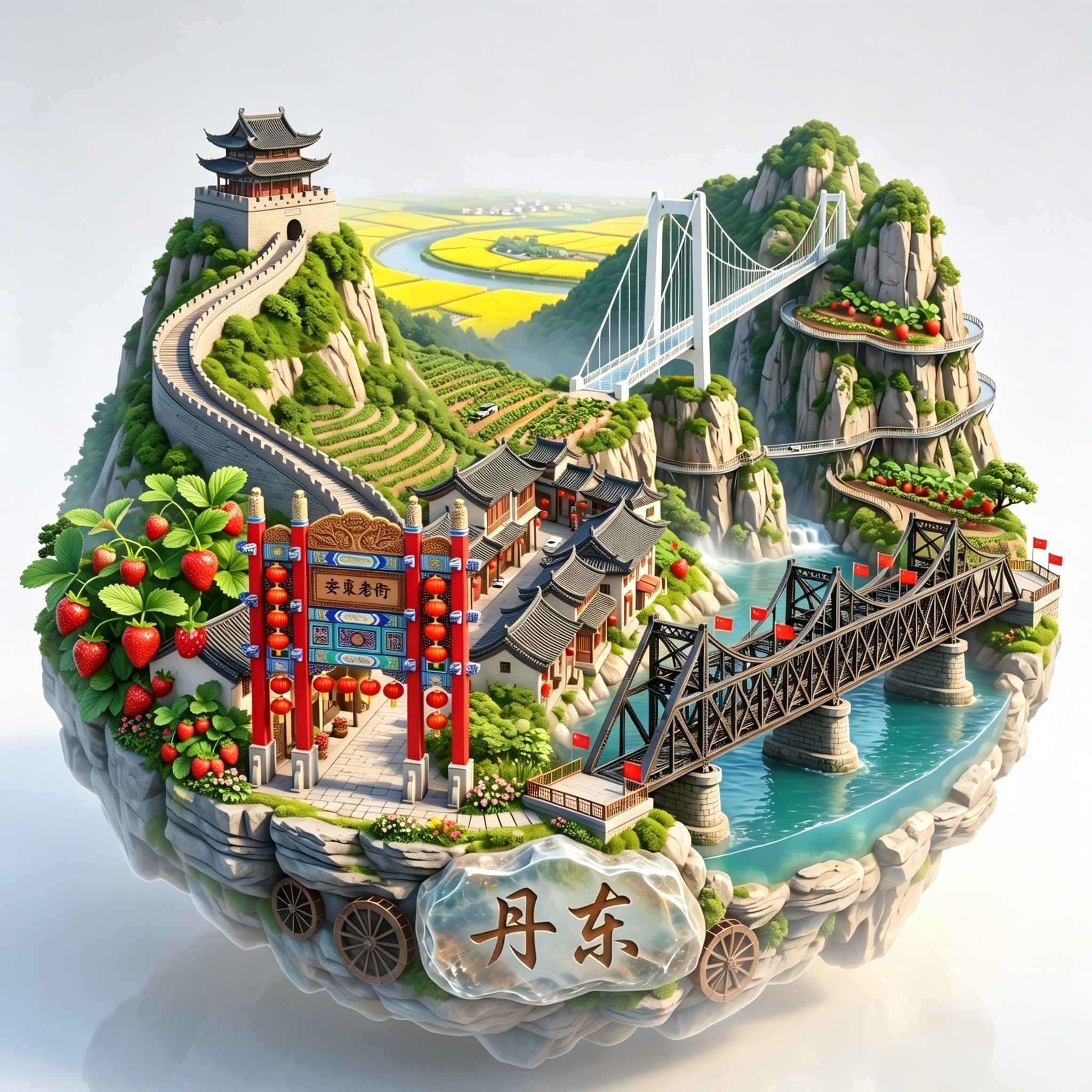 辽宁丹东文创鸭绿江3D浮雕冰箱贴