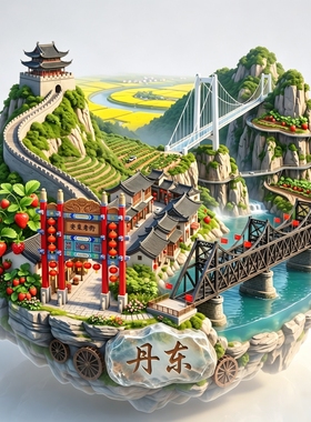 辽宁丹东文创鸭绿江3D浮雕冰箱贴