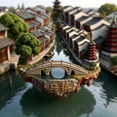 乌镇水乡复古3D浮雕冰箱贴
