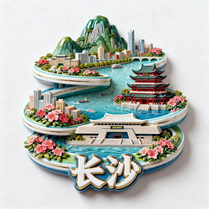 长沙金属浮雕3D橘子洲冰箱贴