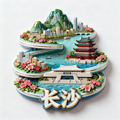 长沙金属浮雕3D橘子洲冰箱贴