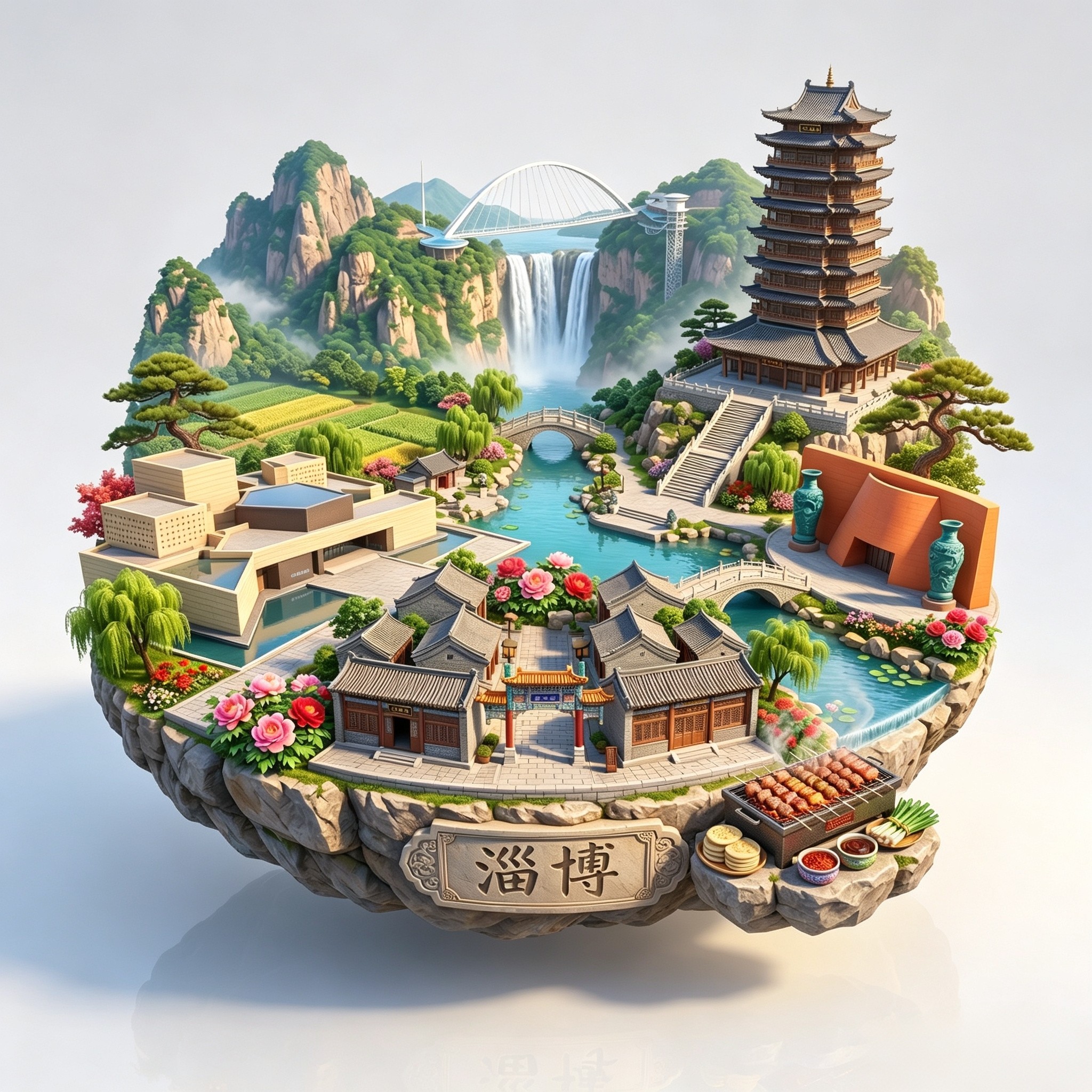 淄博海岱楼3D文创冰箱贴