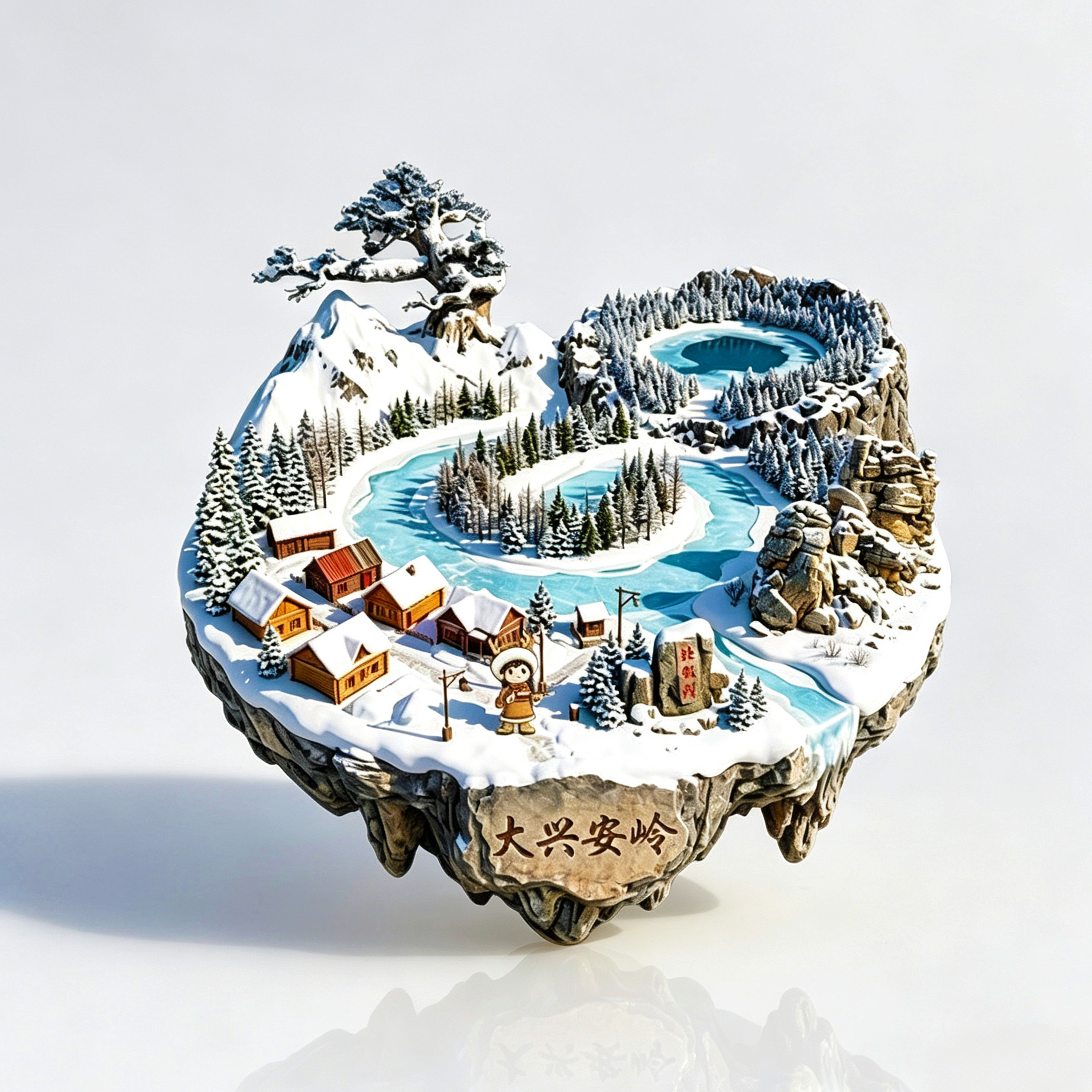 大兴安岭雪原木屋驯鹿文创冰箱贴