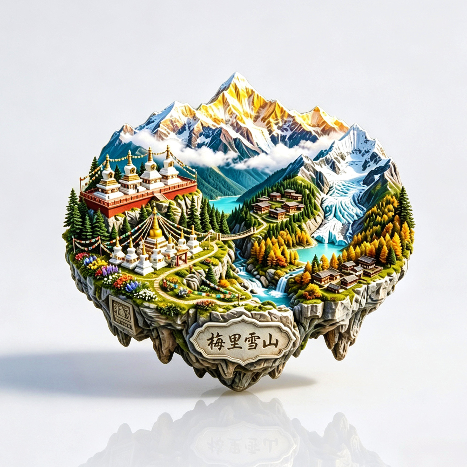 梅里雪山3D日照金山冰箱贴