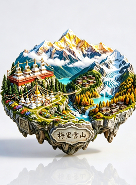 梅里雪山3D日照金山冰箱贴