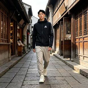 正品Adidas阿迪达斯M MT FZ HD男子运动修身连帽夹克外套 GV5302