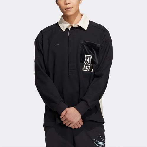 正品阿迪达斯AU POLO三叶草春男子运动长袖POLO衫HY7235