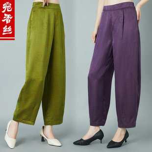 香云纱真丝高腰九分直筒裤女中老年妈妈休闲裤桑蚕丝2026夏