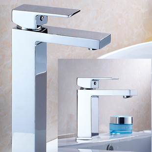 冠爵全铜四方冷热混水阀水龙头加高台上台下洗手盆脸盆面盆水龙头