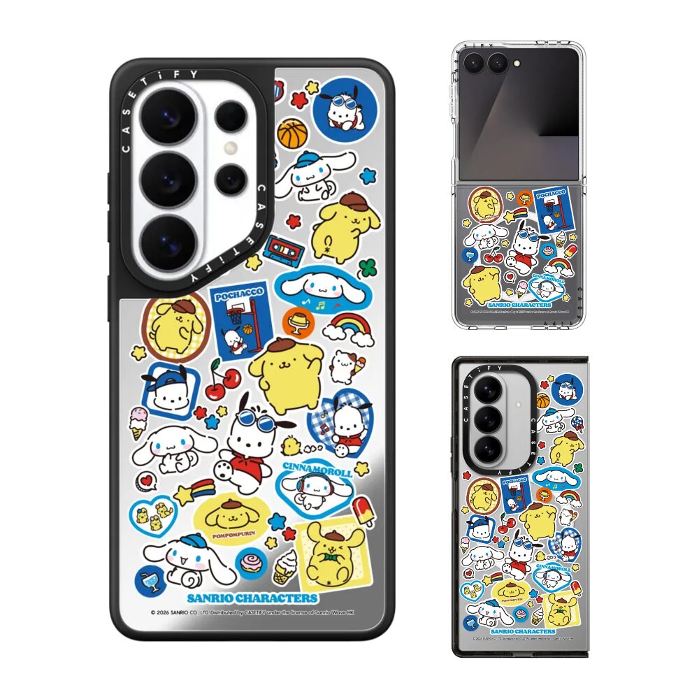 现货CASETiFY联名三丽鸥萌犬伙伴满印贴纸手机壳适用samsung三星S26/25/24Ultra+Z Flip/Fold7/6磁吸保护套潮