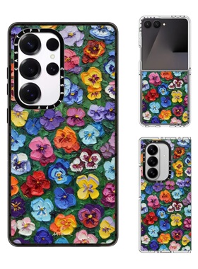 现货CASETiFY艺术家Ann Marie Coolick三色堇花园手机壳适用samsung三星S25/24Ultra+Z Flip/Fold7/6/5保护套
