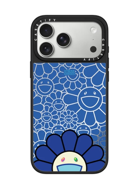 现货CASETiFY联名村上隆太阳花微笑蓝色手机壳适用苹果iPhone17ProMax/Air/16/15/14/13Plus镜面磁吸保护套潮