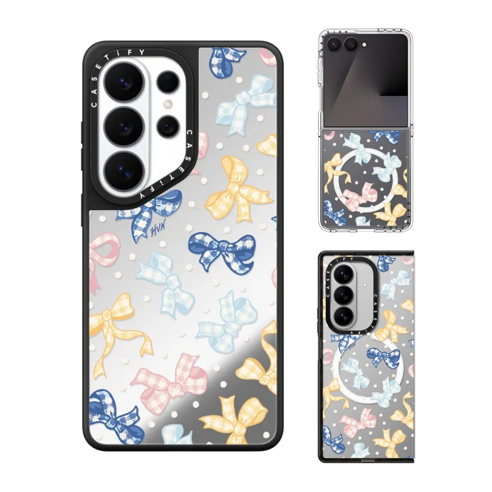 现货CASETiFY艺术家HVN格纹布蝴蝶结手机壳适用samsung三星S26/25/24Ultra+Z Flip/Fold7/6磁吸保护套防摔潮