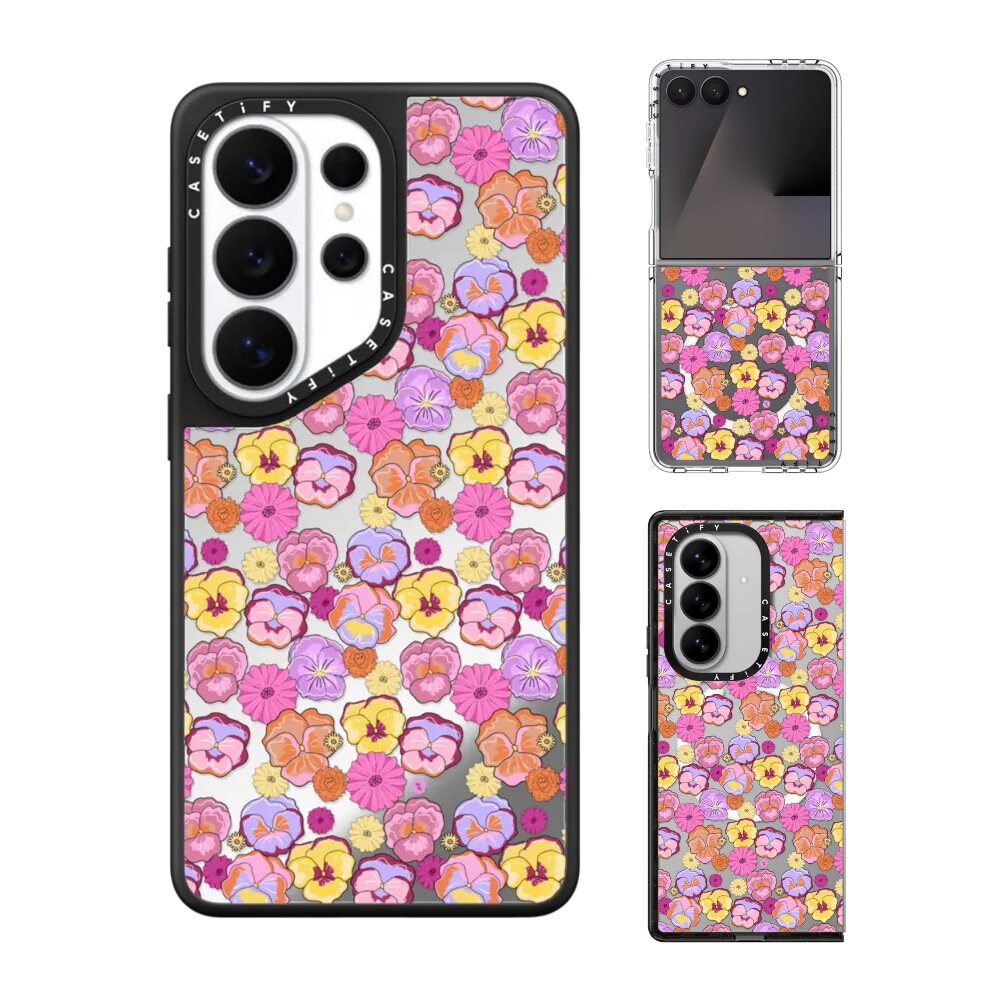 现货CASETiFY插画家Megan McKean迷你三色堇印花手机壳适用samsung三星S26/25/24Ultra+Z Flip/Fold7/6保护套