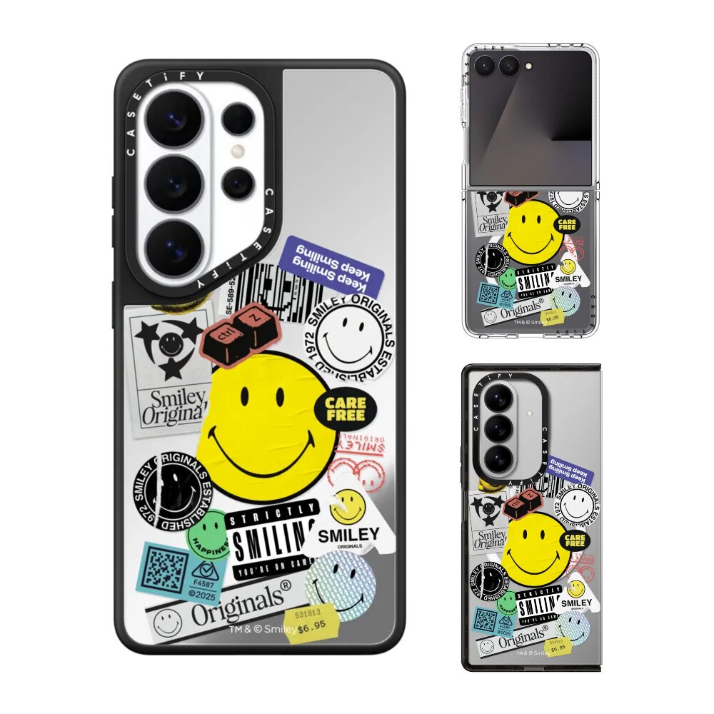 现货CASETiFY联名Smiley®微笑脸贴纸手机壳适用samsung三星S26/25/24Ultra+Z Flip/Fold7/6磁吸保护套时尚潮