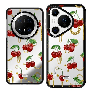 现货CASETiFY圣诞节日精选金链樱桃镜面手机壳适用huawei华为Mate70/60/Pro+Pura70/Ultra防摔保护套时尚潮牌