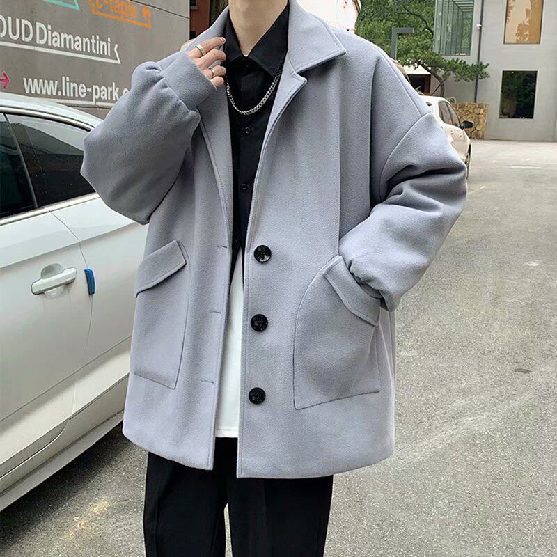 2026春秋新款毛呢大衣男士港风潮流百搭休闲外套韩版宽松痞帅风衣