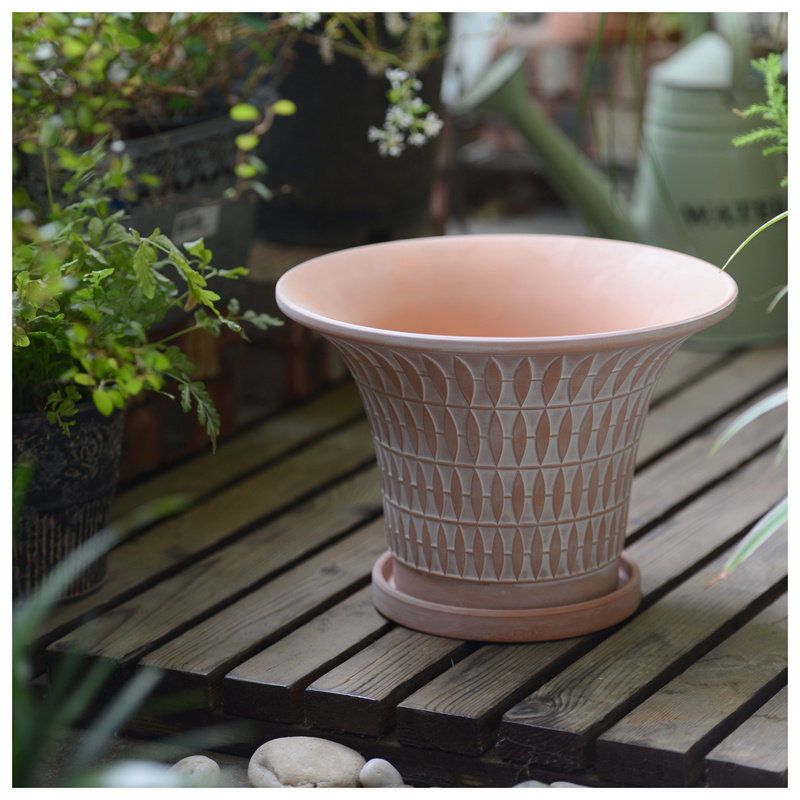简约复古喇叭口米粒陶土花盆 透气透水红陶浮雕做旧绿植盆栽花盆,鲜花速递/花卉仿真/绿植园艺,花盆,淘宝优惠券,粉丝福利购,淘宝优惠卷