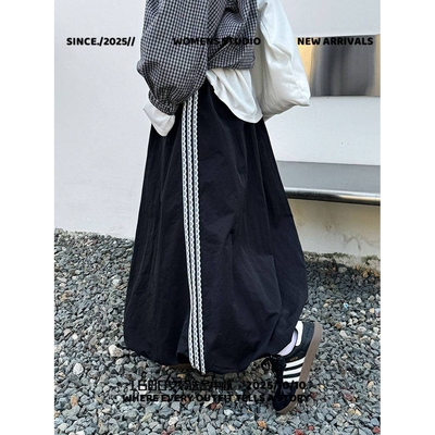 广州微颂服饰花苞蕾丝边半身裙女新款高腰中长款字休闲运动伞裙