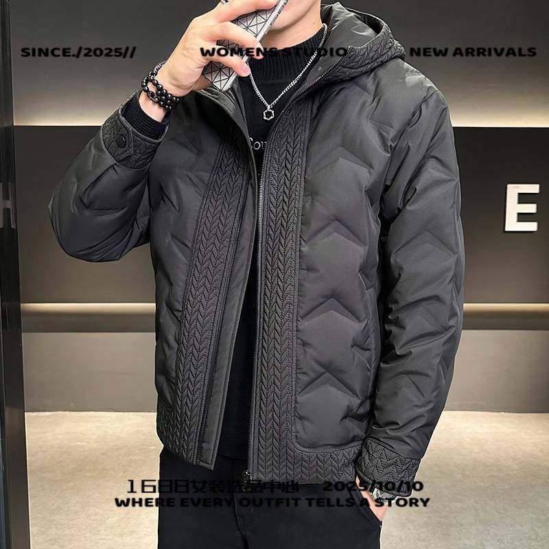 苏州东展羽绒服饰中长款服男士秋冬季新款潮流连帽百搭休闲夹克男