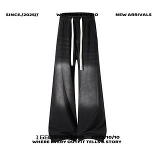 石狮浪印户外羽绒服秋冬季牛仔裤水洗做旧青少年百搭抽绳男士牛仔