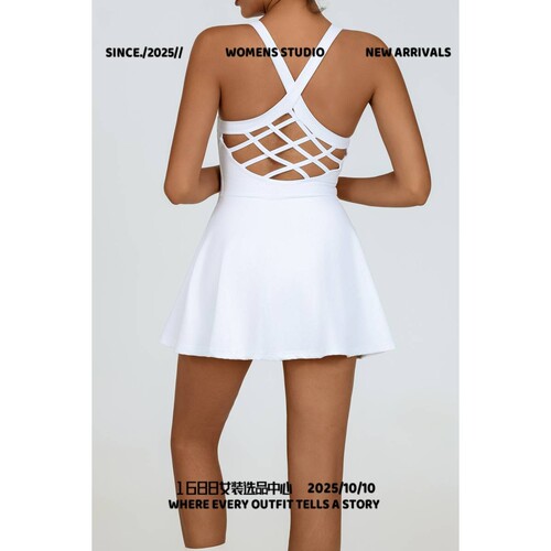 河南豪瑞服饰运动服两件套瑜伽连体裙美背速干运动健身球网球裙防