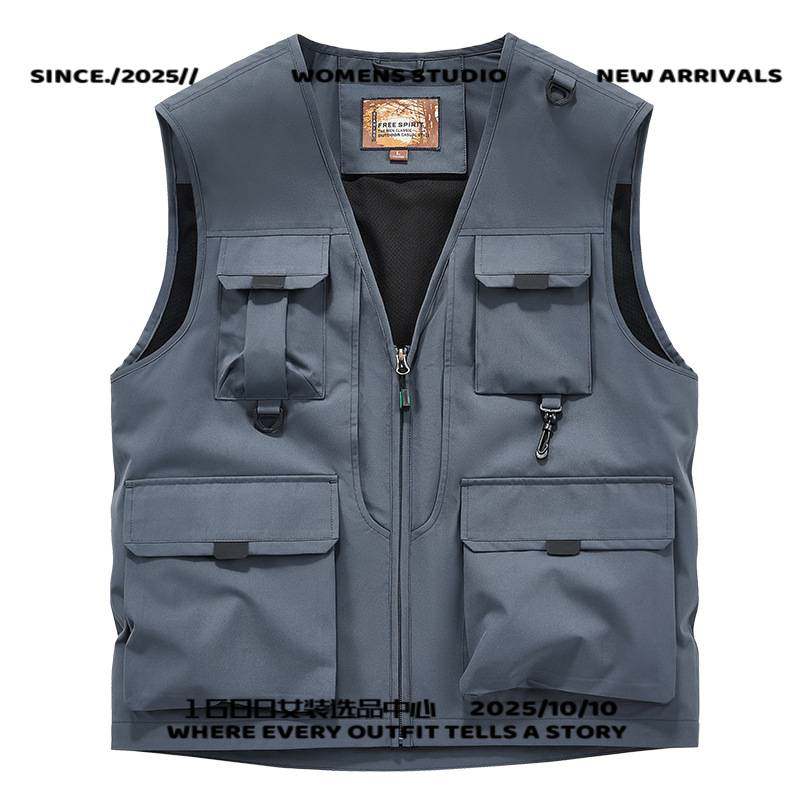 泉州奔潮服饰马甲男款春秋多口袋工装摄影运动背心中老年休闲坎肩,男装,常规马甲,淘宝优惠券,粉丝福利购,淘宝优惠卷