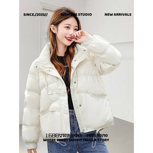泉州玉牌服饰有限公司羽绒服新款韩版服女短款立领宽松气质白鸭绒