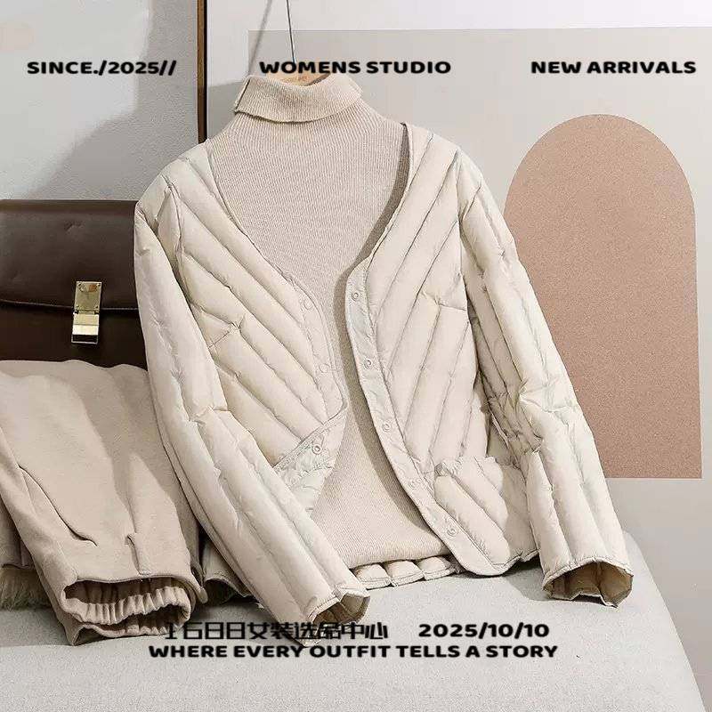 石狮市浪印户外羽绒服绒服女士短款轻薄内胆秋冬圆领领休闲夹克外