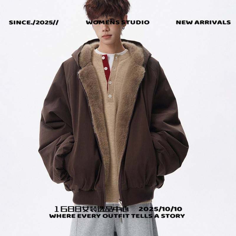 独登恒创服饰羽绒服两面穿仿兔棉衣男美式男装冬季保暖连帽棉服加,男装,棉衣,淘宝优惠券,粉丝福利购,淘宝优惠卷