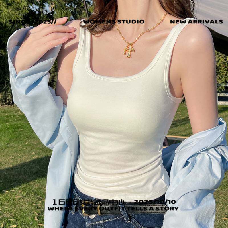 广州晴雅服饰灰色带胸垫吊带背心女夏季新款外穿遮副乳防走光无袖