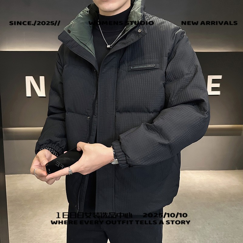 开乐夫男装服男冬季年新款冬季加厚短款白鸭绒男士冬装立领外套