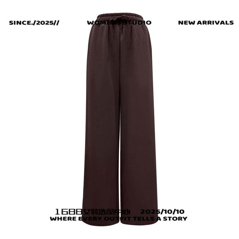 上海潍上服饰运动裤女夏季新款百搭宽松休闲显瘦松紧抽绳高腰垂感