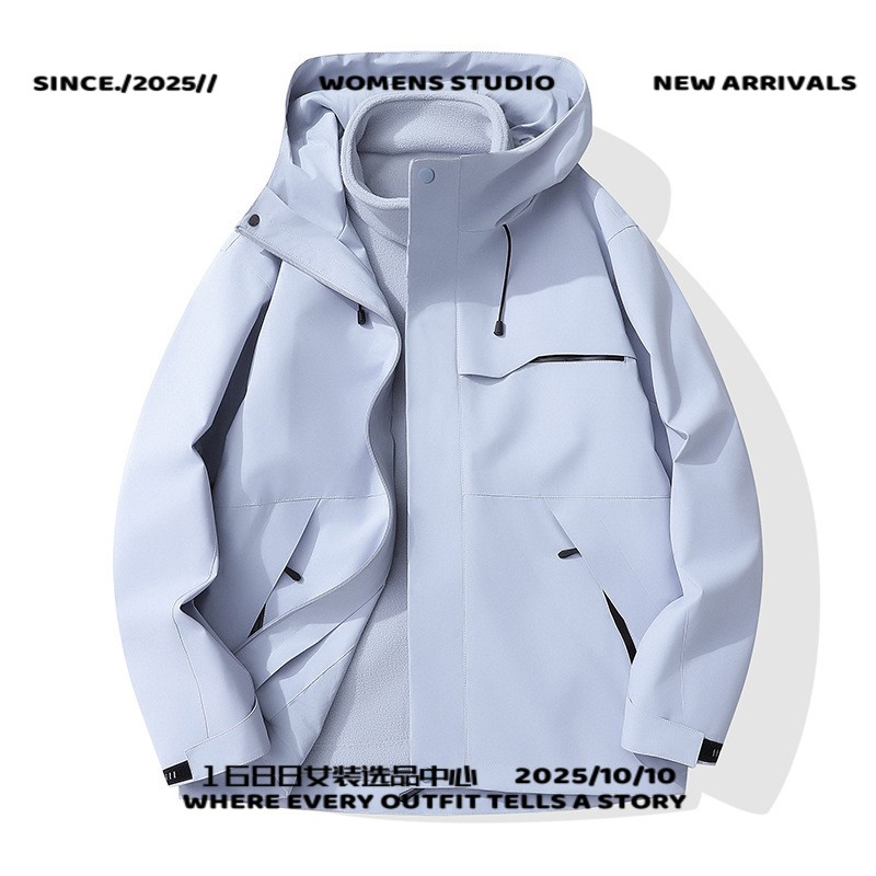 泉州犇潮服饰冲锋衣户外三合一印制印防泼水棉服工作服秋冬防水登